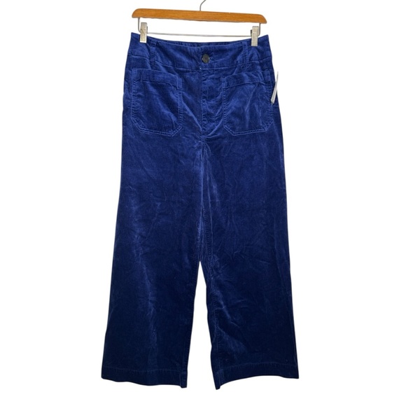 Anthropologie Maeve The Colette blue velvet cropped wide leg pants retro boho - Picture 4 of 9